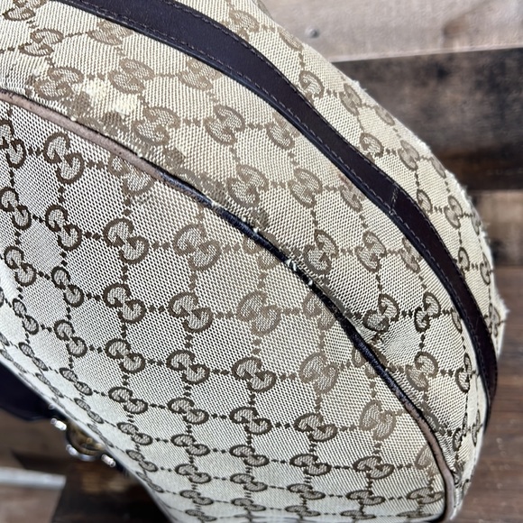 Vintage Gucci Canvas Hobo Bag Purse - Picture 10 of 16